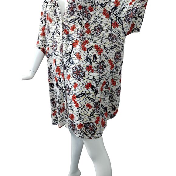 Roaman's Women's Size 28W Crepe Floral Button Down Bohemian Beachy Rayon Dress - Picture 3 of 11